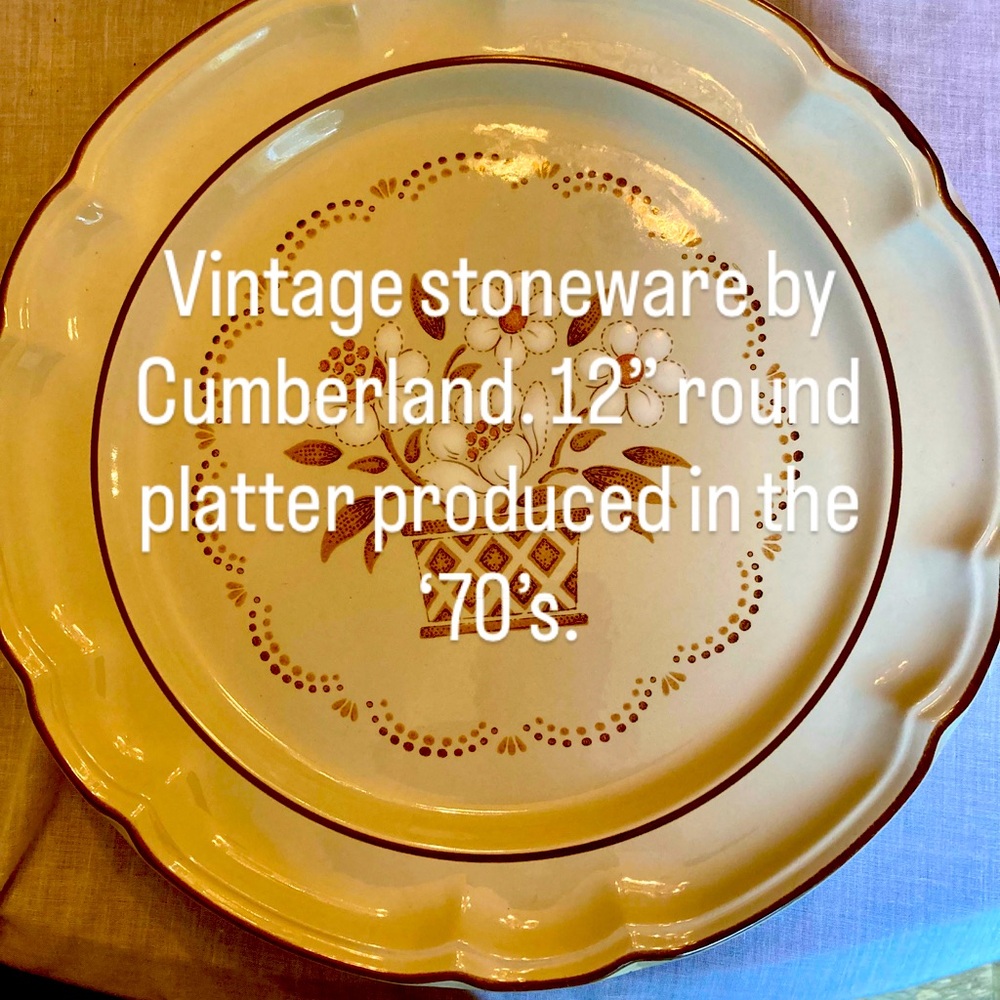Vintage Cumberland Mayblossom 12” Round Platter. Made of Stoneware in the 70’s.